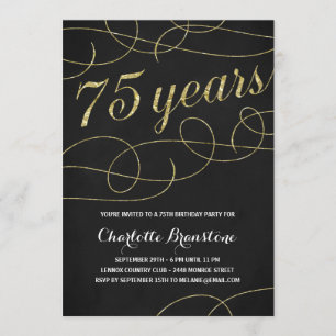 Swanky Faux Gold Foil 75th Birthday Party Invitation