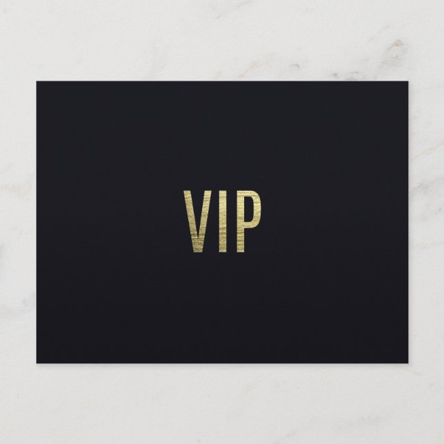 Swanky Faux Gold Leaf Foil "VIP" Typography Postcard (Front)