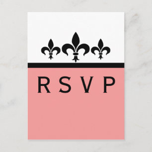 Swanky Fleur De Lis RSVP Card, Pink Invitation Postcard