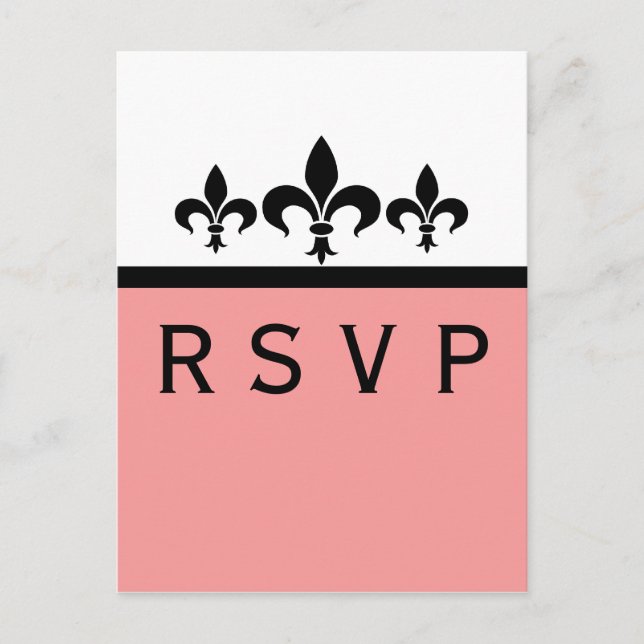 Swanky Fleur De Lis RSVP Card, Pink Invitation Postcard (Front)