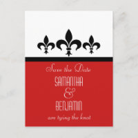 Swanky Fleur De Lis Save the Date Postcard