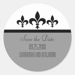 Swanky Fleur De Lis Save the Date Stickers