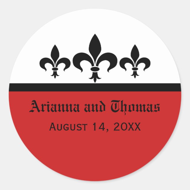 Swanky Fleur De Lis Stickers, Red Classic Round Sticker (Front)