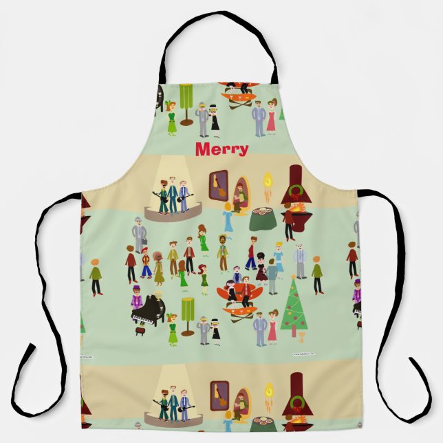 Swanky Holiday Party Retro Art Fun Illustration Apron (Front)