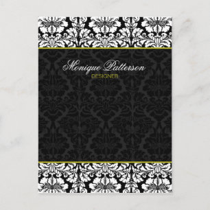 Swanky Sage Black Damask Chic Bow Card