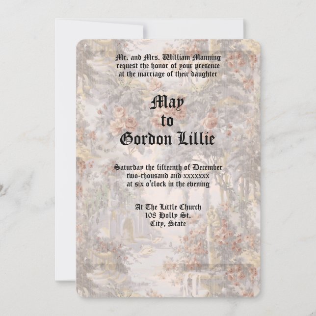 Swans Among Rose Garden Invitation (Front)