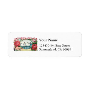 Swans and Roses Custom Address Label Small