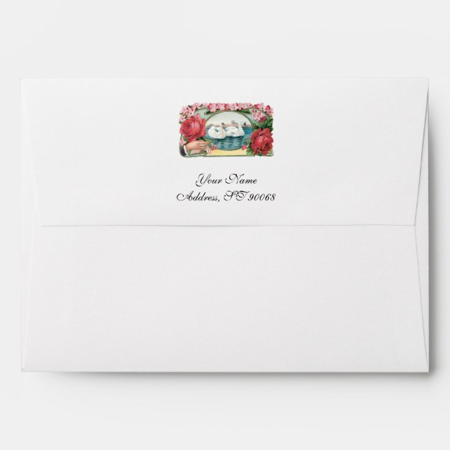 Swans and Roses Vintage Art Envelopes (Back (Top Flap))