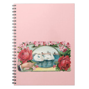 Swans and Roses Vintage Art Spiral Notebook