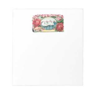 Swans and Roses Vintage Victorian Notepad