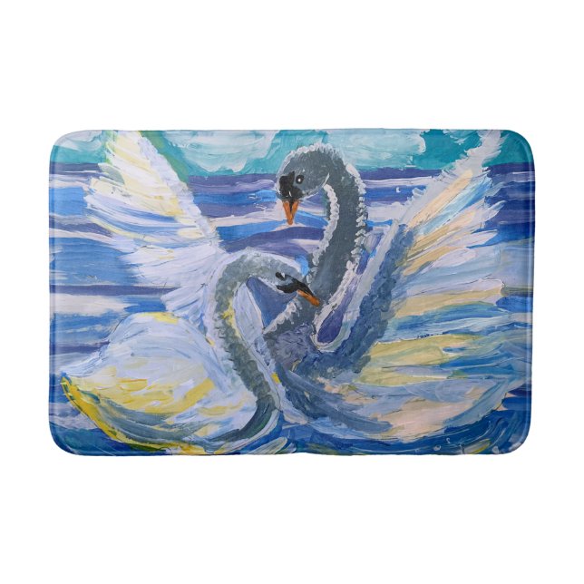 Swans "Art by Kids" Bath Mat (Front)