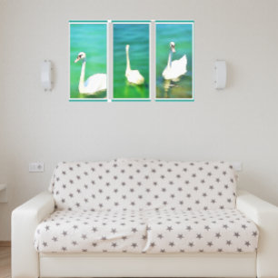 Swans at Lake Balaton - triptych Canvas Print