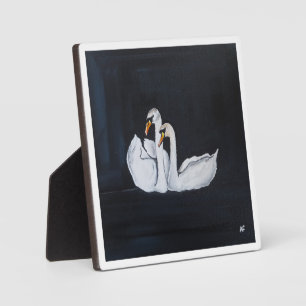 Swans at Night Painting by Alfred Fox Plaque