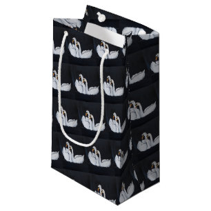 Swans at Night Painting by Alfred Fox Small Gift Bag