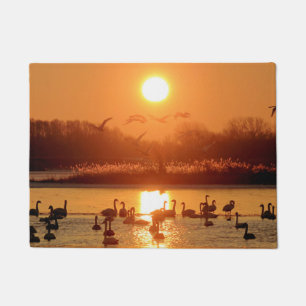Swans at Sunrise Doormat