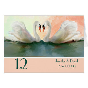 Swans at Sunset Custom Table Number Card