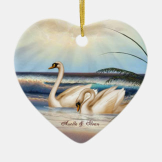 Swans Couple - Love - Heart shaped Ornament