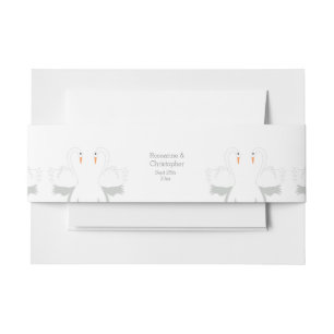 Swans Design Wedding Invitation Belly Band