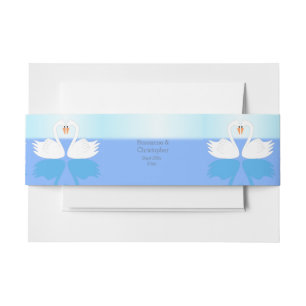 Swans Design Wedding Invitation Belly Band