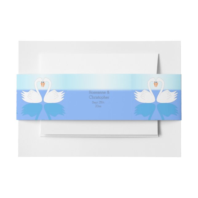Swans Design Wedding Invitation Belly Band (Front Example)