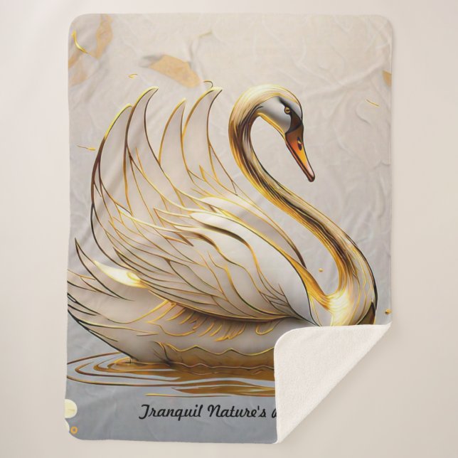 "Swan's Gentle Awakening" Sherpa Blanket (Front)