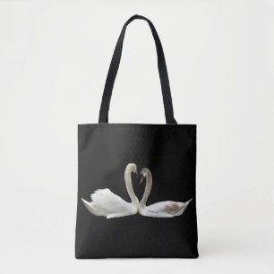 Swans heart - black tote bag