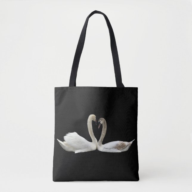 Swans heart - black tote bag (Front)