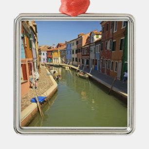 Swans in canal, Burano Island, Venice, Italy Metal Tree Decoration