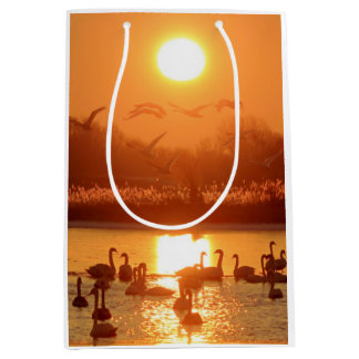 Swans in Lake at Sunset Medium Gift Bag