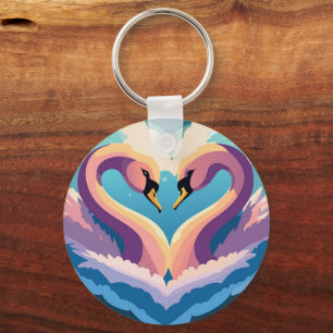 Swans In Love Key Ring