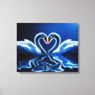 Swans in Love Wrapped Canvas
