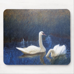 Swans in Reeds, Bruno Liljefors Mouse Pad