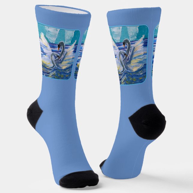 Swans in Sunrise Crew Socks (Angled)