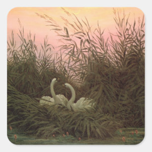 Swans in the Reeds, c.1820 Square Sticker