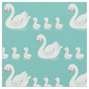 Swans Mama and Baby Cute Kids Fabric