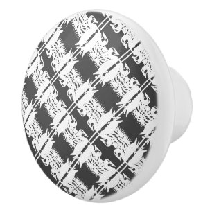 Swans Pattern Greytone Ceramic Knob