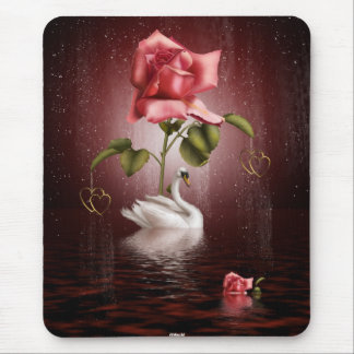 Swans Roses Hearts Scene 3A Mouse Pad