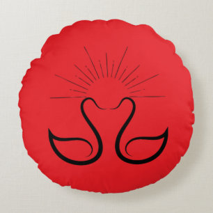 Swans Round Pillow