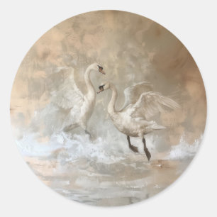 Swans - Round Stickers for Stationery