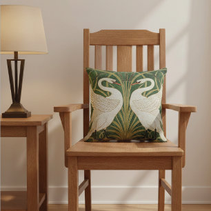 Swans Rush Iris Pattern Walter Crane Cushion