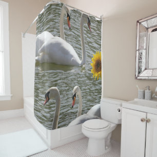 Swans shower curtain