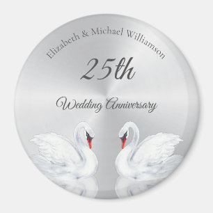 Swans Silver custom 25th Wedding Anniversary  Magnet