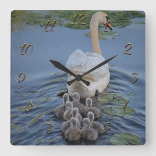 Swans Square Wall Clock
