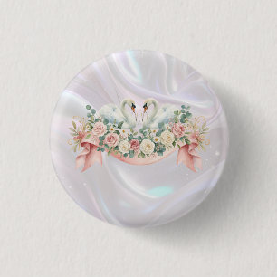 Swans Wedding Napkins 3 Cm Round Badge