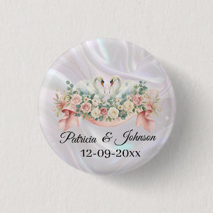 Swans Wedding Napkins 3 Cm Round Badge