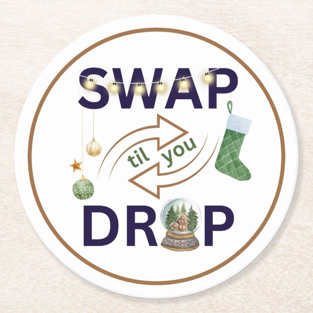 Swap Til You Drop Christmas Coaster (Front)