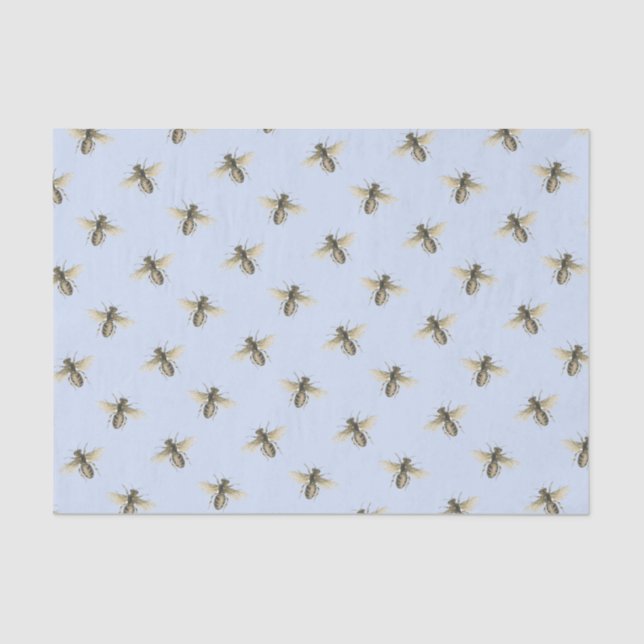Swarm Honeybees on Blue Sky Nature Lover Beekeeper Tissue Paper (Front)
