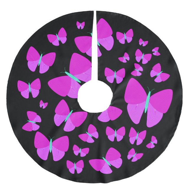 Swarm of Artistic Butterflies Tree Skirt (Front)