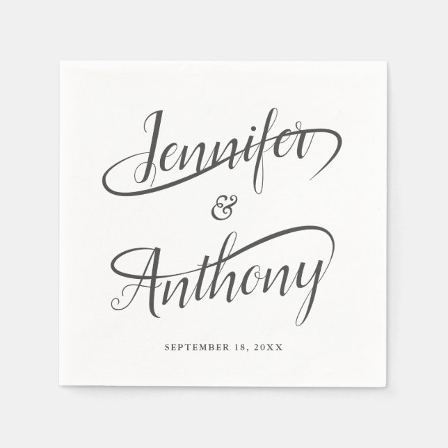 Swash Calligraphy Fancy Handwritten Wedding Napkin (Front)