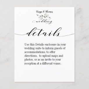 Swash Font Calligraphy Wedding Details Enclosure